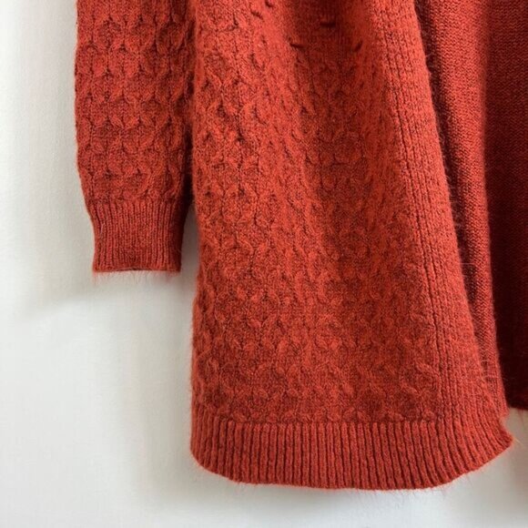 Kempson Womens Medium Burnt Orange Open Front Knit Acrylic Cardigan Sweater Boho - Picture 13 of 15